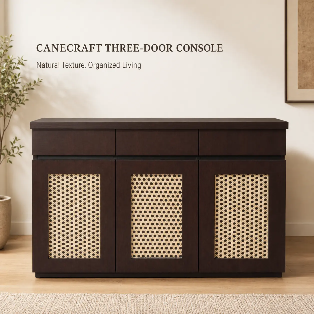 Canecraft three-door console